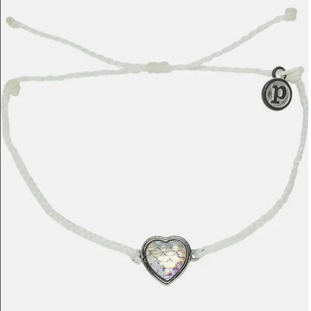 NEW - PURA VIDA Mermaid Heart Silver Bracelet. Comes with a free string bracelet
